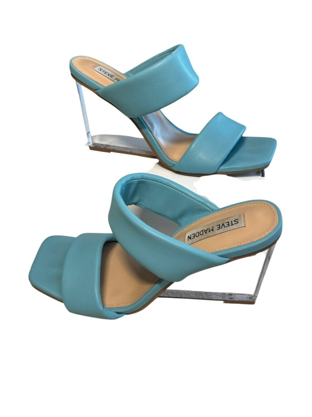Steve Madden Blue Acrylic Wedge Mules | Size 9.5